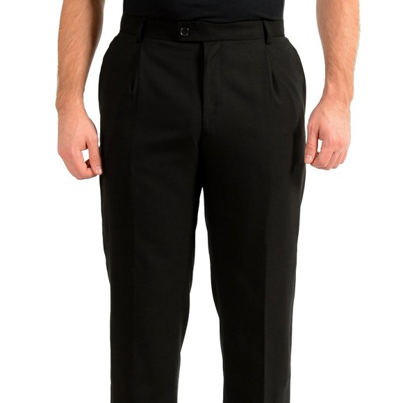 Hugo Boss Men's "Fatal191F1" Black 100% Wool Tuxedo Dress Pants US 30R IT 46